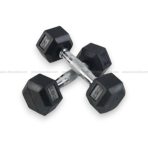 China Hex Rubber Dumbbell with Chrome Handle – Anti-Roll Strength Training Dumbbell - Image 2