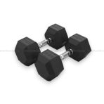 China Hex Rubber Dumbbell with Chrome Handle – Anti-Roll Strength Training Dumbbell - Image 3